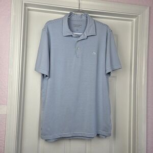Jim Nantz Vineyard Bines Blue Striped Performance Polo Shirt Mens Size L Golf